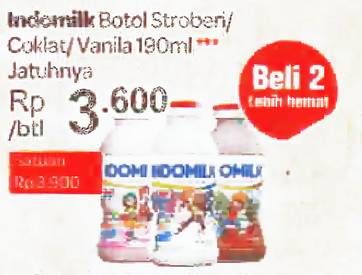 Promo Harga INDOMILK Susu Cair Botol Strawberry, Choco, Vanilla 190 ml - Carrefour