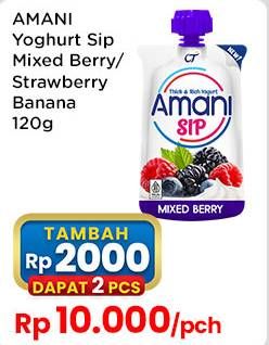 Promo Harga Amani Yoghurt Sip Strawberry Banana, Mixed Berry 120 gr - Indomaret