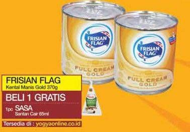 Promo Harga Beli 1 Frisian Flag Kental Manis Gold 370g, Gratis 1 Sasa Santan Cair  - Yogya