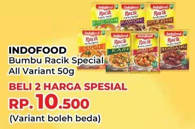 Promo Harga Indofood Bumbu Racik Special Ayam Mentega, Special Gulai, Special Kare, Special Opor Ayam, Special Rawon, Special Soto Ayam, Special Semur, Special Rendang 50 gr - Yogya