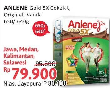 Promo Harga ANLENE Gold Plus 5x Hi-Calcium Original, Vanila, Coklat 650 gr - Alfamidi