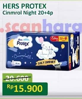 Promo Harga Hers Protex Comfort Night Wing 35cm, Wing 30cm 24 pcs - Alfamart