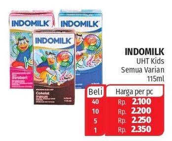 Promo Harga INDOMILK Susu UHT Kids Cokelat, Stroberi, Vanila 115 ml - Lotte Grosir