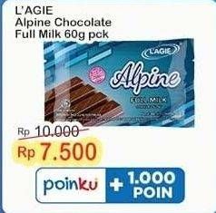 Promo Harga LAGIE Chocolate Alpine Full Milk 60 gr - Indomaret