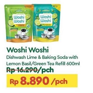 Promo Harga Woshi Woshi Dishwash  Green Tea, Lime Lemon Basil 600 ml - TIP TOP