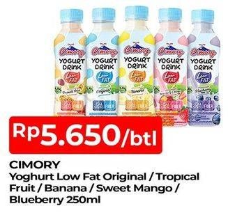 Promo Harga CIMORY Yogurt Drink Low Fat Tropical Fruit, Banana, Blueberry, Original, Strawberry Mango 250 ml - TIP TOP