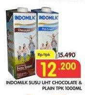 Promo Harga Indomilk Susu UHT Full Cream Plain, Cokelat 1000 ml - Superindo