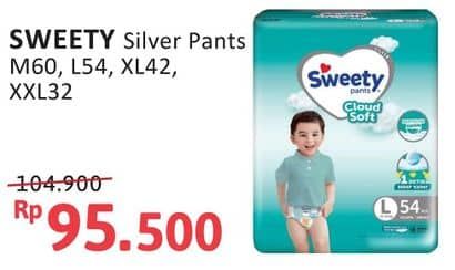 Promo Harga Sweety Silver Pants M60, L54, XL42, XXL32 32 pcs - Alfamidi
