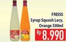 Promo Harga FREISS Syrup Squash Orange, Lychee 500 ml - Hypermart