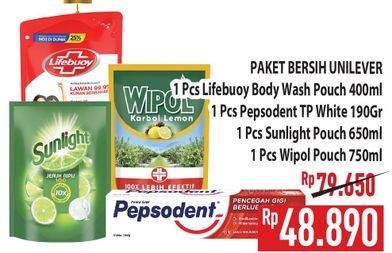 Promo Harga Lifebuoy Body Wash/Pepsodent Toothpaste/Sunlight Pencuci Piring/Wipol KArbol Wangi  - Hypermart