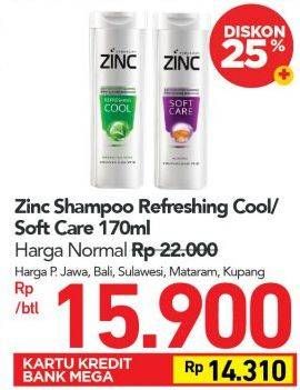 Promo Harga ZINC Shampoo Refreshing Cool, Soft Care 170 ml - Carrefour