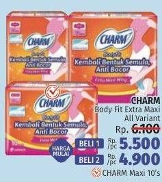 Promo Harga Charm Body Fit Extra Maxi NonWing 10 pcs - LotteMart