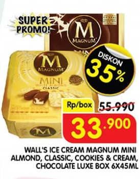 Promo Harga Walls Magnum Mini Almond, Classic Almond White, Cookies N Cream, Chocolate Luxe per 6 pcs 45 ml - Superindo