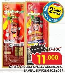 Promo Harga Mabell Sosis Single Gojuchang, Sambal Tempong 60 gr - Superindo