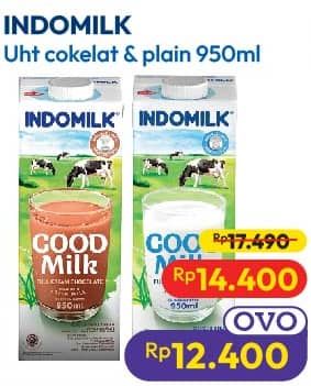 Promo Harga Indomilk Susu UHT Cokelat, Full Cream Plain 950 ml - Hypermart