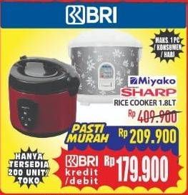 Promo Harga MIYAKO / SHARP Rice Cooker 1.8lt  - Hypermart