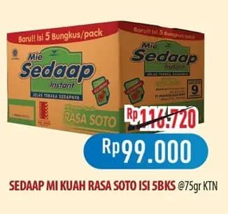 Promo Harga Sedaap Mie Kuah Soto per 40 pcs 75 gr - Hypermart
