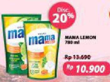 Promo Harga MAMA LEMON Cairan Pencuci Piring Jeruk Nipis, Lemon Daun Mint 780 ml - Superindo