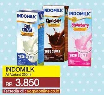 Promo Harga INDOMILK Susu UHT Cokelat, Full Cream Plain, Stroberi 250 ml - Yogya