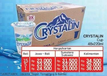 Promo Harga Crystalline Air Mineral per 48 cup 220 ml - Lotte Grosir