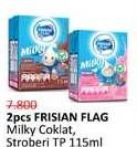 Promo Harga Frisian Flag Susu UHT Milky Zuzhu Zazha Chocolate, Strawberry 115 ml - Alfamidi