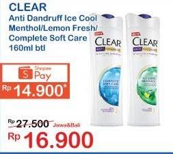 Promo Harga CLEAR Shampoo Complete Soft Care, Ice Cool Menthol 160 ml - Indomaret