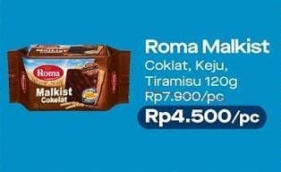 Promo Harga ROMA Malkist Cokelat, Keju Manis, Tiramisu 120 gr - Alfamart