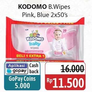 Promo Harga Kodomo Baby Wipes Classic Blue, Rice Milk Pink 50 pcs - Alfamidi