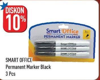 Promo Harga SMART OFFICE Permanent Marker Black per 3 pcs - Hypermart