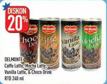 Promo Harga DEL MONTE Latte Caffe Latte, Mocha Latte, Vanilla Latte 240 ml - Hypermart