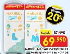Promo Harga Makuku Comfort Fit Diapers Pants M42+4, L40+4 44 pcs - Superindo