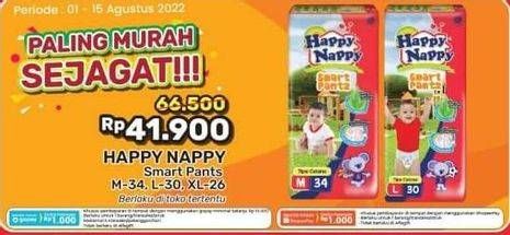 Promo Harga Happy Nappy Smart Pantz Diaper L30, M34, XL26 26 pcs - Alfamart