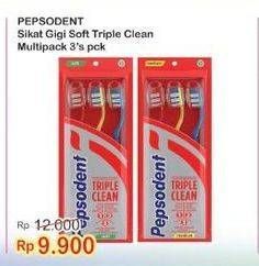 Promo Harga PEPSODENT Sikat Gigi Triple Clean Soft 3 pcs - Indomaret