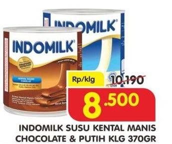 Promo Harga INDOMILK Susu Kental Manis Putih, Cokelat 370 gr - Superindo