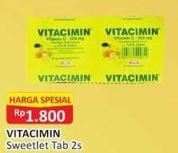 Promo Harga VITACIMIN Vitamin C - 500mg Sweetlets (Tablet Hisap) 2 pcs - Alfamart