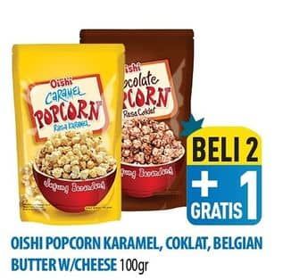 Promo Harga Oishi Popcorn Karamel, Coklat, Belgian Butter Cheese 100 gr - Hypermart