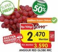 Promo Harga Anggur Red Globe RRC per 100 gr - Superindo