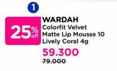 Promo Harga Wardah Colorfit Velvet Matte Lip Mousse 10 4 gr - Watsons