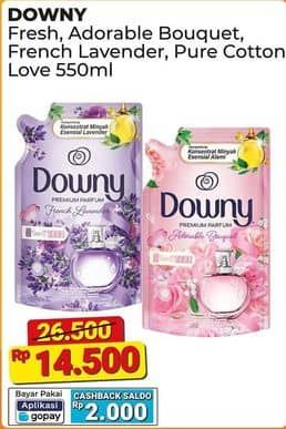 Promo Harga Downy Premium Parfum Fresh Bouquet, Adorable Bouquet, French Lavender, Pure Cotton Love 550 ml - Alfamart