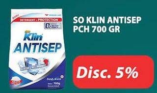 Promo Harga SO KLIN Antisep Detergent 700 gr - Hypermart