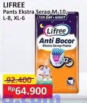 Promo Harga Lifree Popok Celana Ekstra Serap M10, L8, XL6 6 pcs - Alfamart