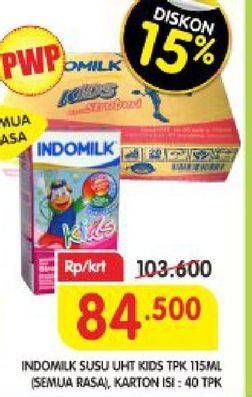 Promo Harga INDOMILK Susu UHT Kids Stroberi per 40 pcs 115 ml - Superindo