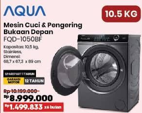 Promo Harga Aqua FQD-1050BF Mesin Cuci Front Load 10.5Kg    - COURTS