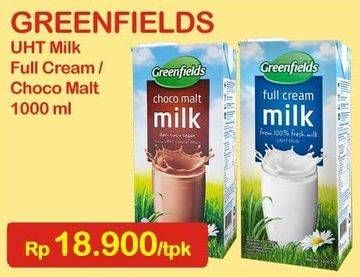 Promo Harga GREENFIELDS UHT Choco Malt, Full Cream 1000 ml - Indomaret