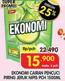 Promo Harga Ekonomi Pencuci Piring Power Liquid Jeruk Nipis 1500 ml - Superindo