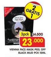 Promo Harga VIENNA Face Mask Purifying Black Mud per 3 pcs 15 ml - Superindo