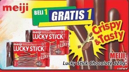 Promo Harga MEIJI Biskuit Lucky Stick Chocolate per 8 pcs 15 gr - Hari Hari