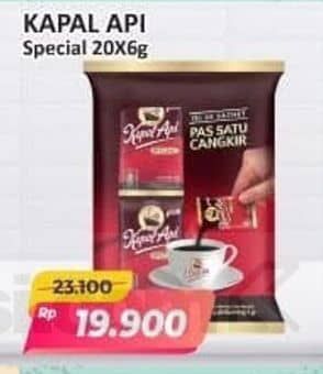 Promo Harga Kapal Api Kopi Bubuk Special per 20 sachet 6 gr - Alfamart