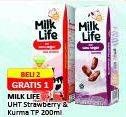 Promo Harga Milk Life UHT Stroberi, Kurma 200 ml - Alfamart