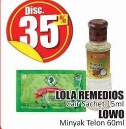 Promo Harga LOLA REMEDIOS Obat Herbal Untuk Masuk Angin 15ml/LOWO Minyak Telon 60ml  - Hari Hari